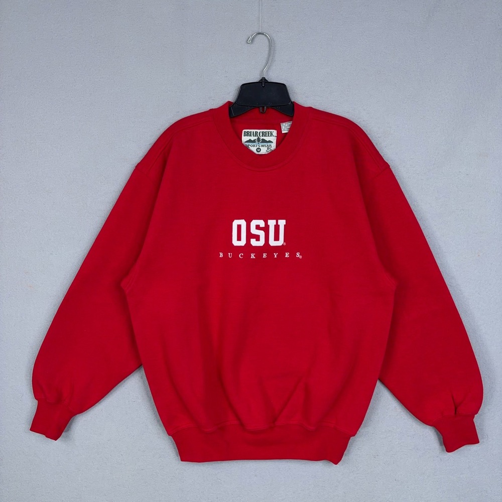 Vintage OSU Buckeyes Mens Medium Red Graphic Crewneck Sweatshirt Briar Creek